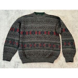 Vintage Gian Alberto Sweater Mens XL Gray Pattern Ski Lodge Grandpa Cosby